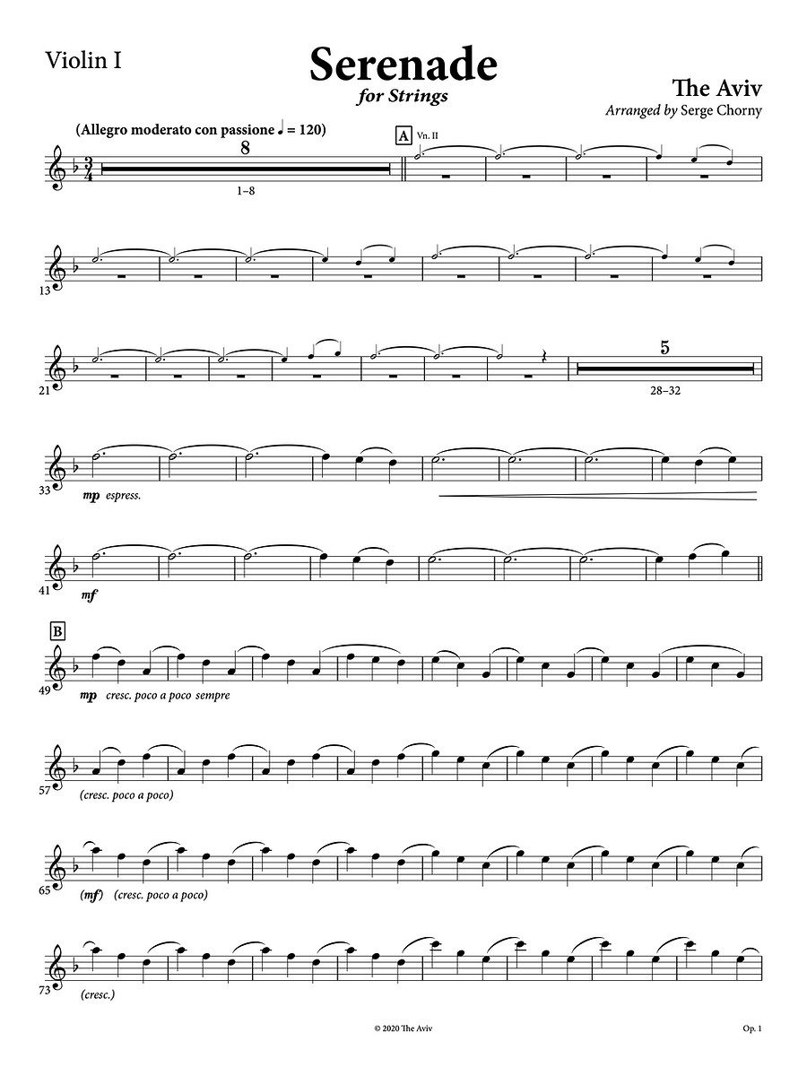 Serenade, Violin I, page 1