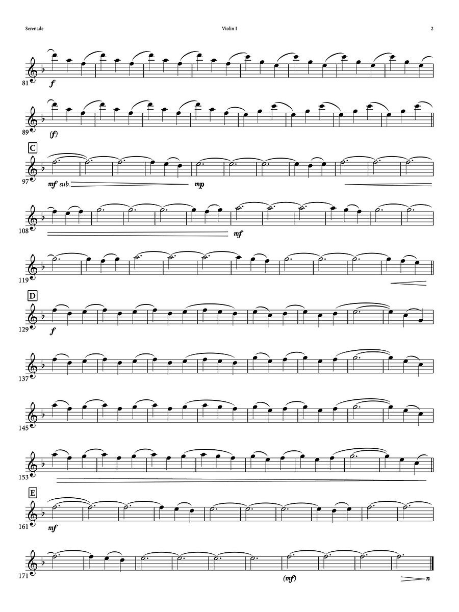 Serenade, Violin I, page 2